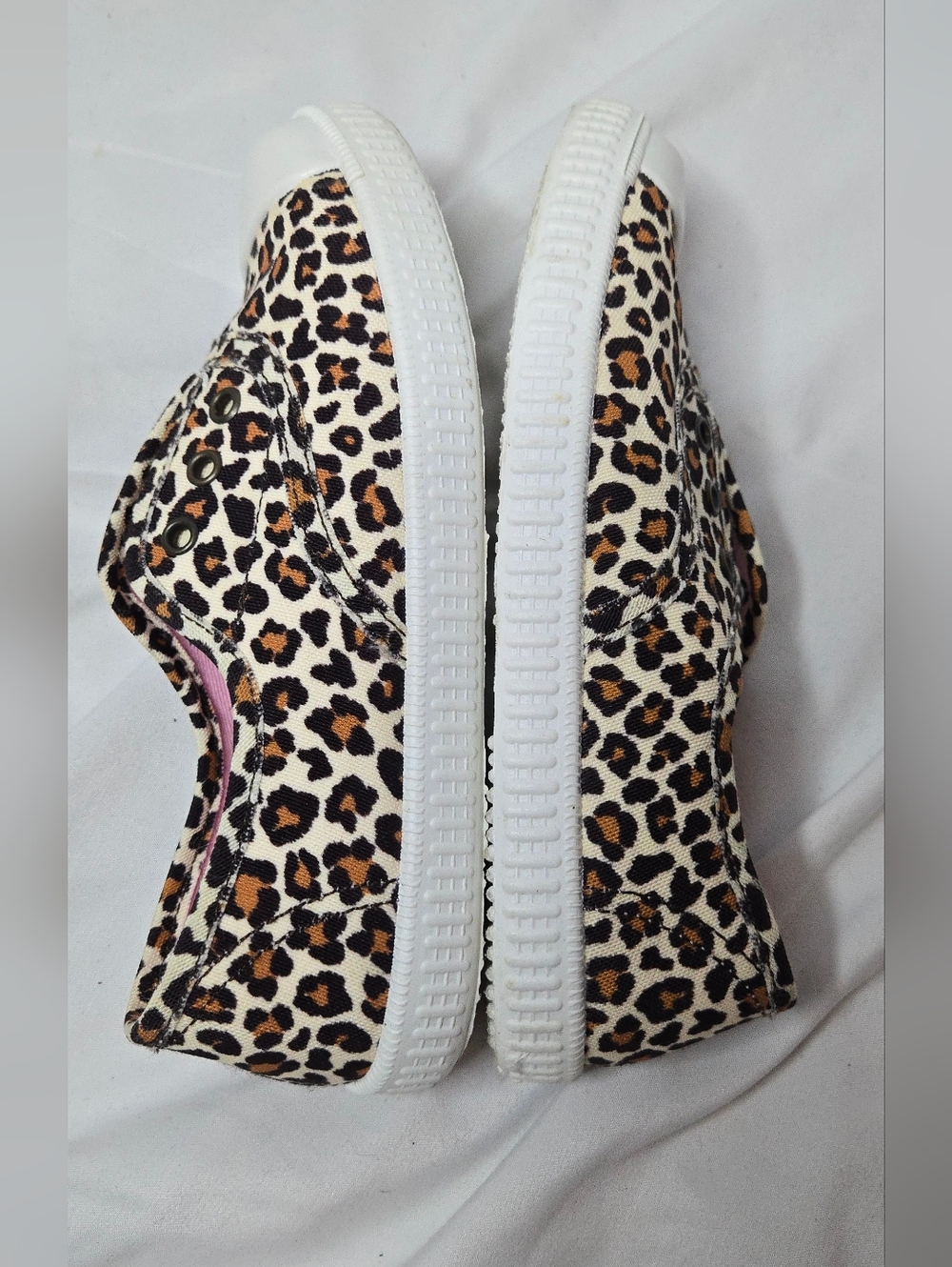Mini Boden Leopard Print Pink Canvas  Slip-On Kids Sneakers Little Girl 13-13.5 - Picture 5 of 8